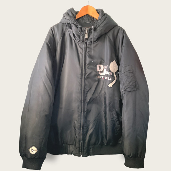 Def Jam University Hooded 3XL Mens Puffer Bomber Jacket Y2K 1984 - Picture 2 of 14
